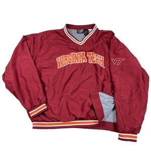 Vintage Y2K Virginia Teck Hokies Jacket Men Large Pullover Windbreaker Lined A6*